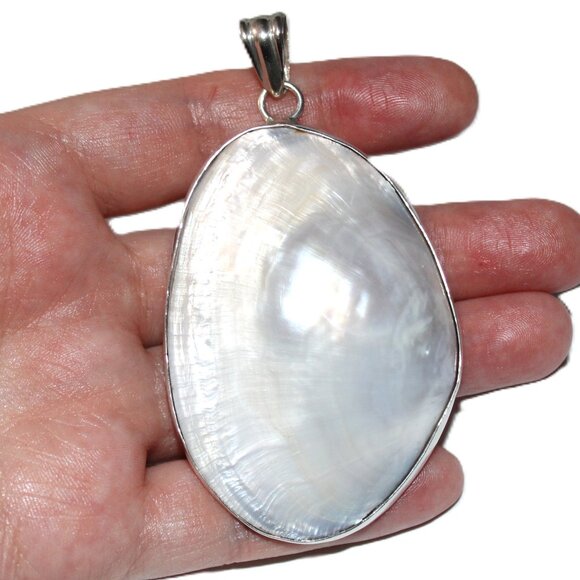 Vintage Sterling Silver House of Bangles Mother of Pearl Pendant Large HOB - Picture 5 of 5